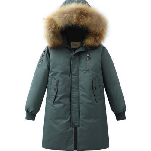 New 2019 Childrens Winter Jackets for Boys Down Coat Racoon Fur Hooded Teenage Boys Coat Kids Outerwear DQ125