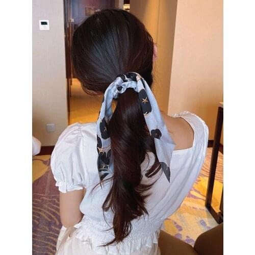 Korean Version Of Floral Bow Hair Ring Sweet And Lovely Temperament Streamer Tassel Atmosphere Girl High Ponytail Accessories