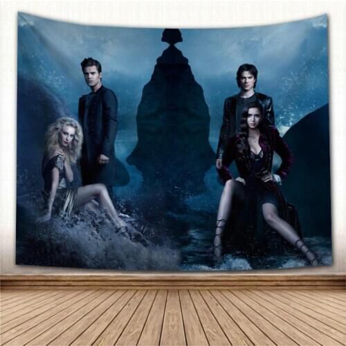 Nice Vampire Diaries Tapestry Colorful Psychedelic Decorative Carpet Wall Fabric For Living Room Bedroom Tapestries Accessories