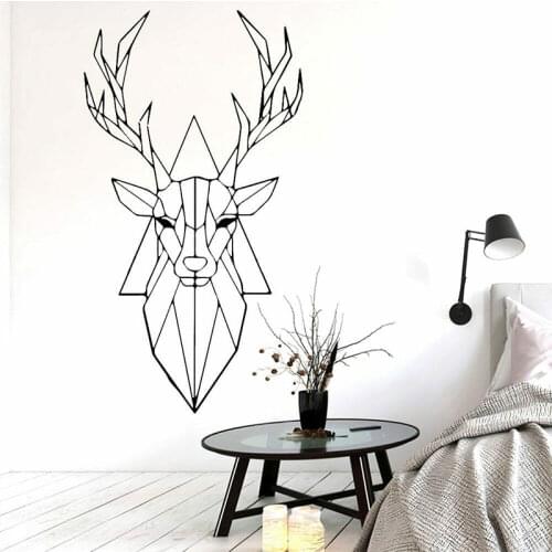 Creative Design Exquisite Linex Deer Head Wall Sticker Animal Geometry Home Decor Living Room Furnishing Decorative Decals 4070