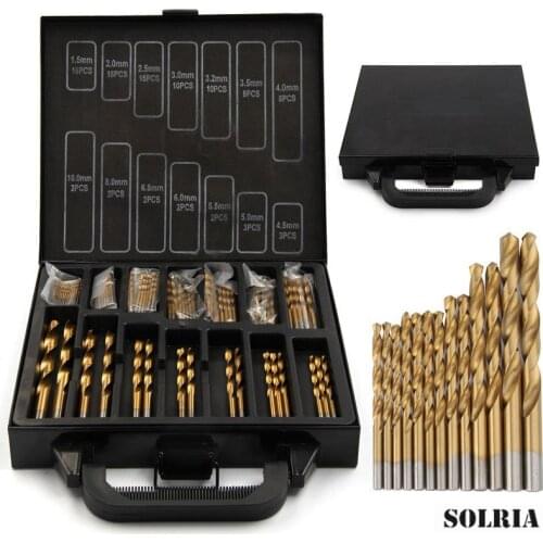99Pcs HSS Twist Drill Bits Set 1.5-10mm Titanium Coated Surface 118 Degree For Drilling Woodworking Iron Electrical Drill Kits