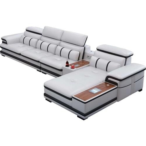 Living Room Sofa set corner sofa speaker real genuine cow leather sectional sofas minimalist muebles de sala moveis para casa