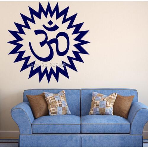 Novelty Vinyl Decal Om Mantra Esoteric Hindu Deity Studio Wall Sticker Home Decoration Living Room Art Murals Unique Gift YY634