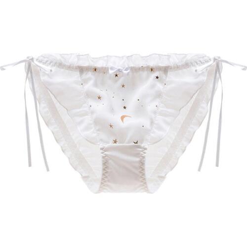 New Chiffon Sexy Lacing Bandage Women Panties Moon Stars Print Ruffle Low Waist Girl Underwear Cute Lovely Japanese Style Breifs
