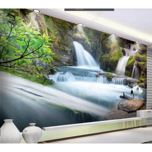 Papel de parede Water Flow Makes Money Waterfall 3d wallpaper mural,iving room tv wall bedroom wall papers home decor