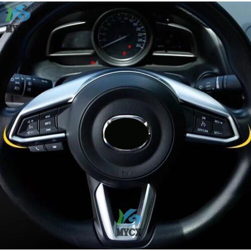 For Mazda CX-8 CX8 CX 8 2018 2019 Steering wheel trim chrome ABS cover decoration Interior Mouldings accessories