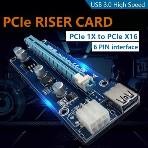 PCIe Riser Card 6pin 1x To 16x PCI Express Extender USB 3.0 Adapter Cable for GPU Miner Mining Extension Cord Graphics Cards btc