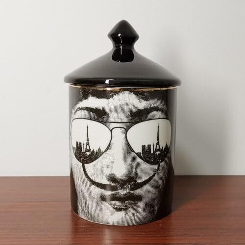 Retro European Style Candle Holder Lady Face Scented Candles Cans Ceramic Products Storage Jar Home Desktop Decoration