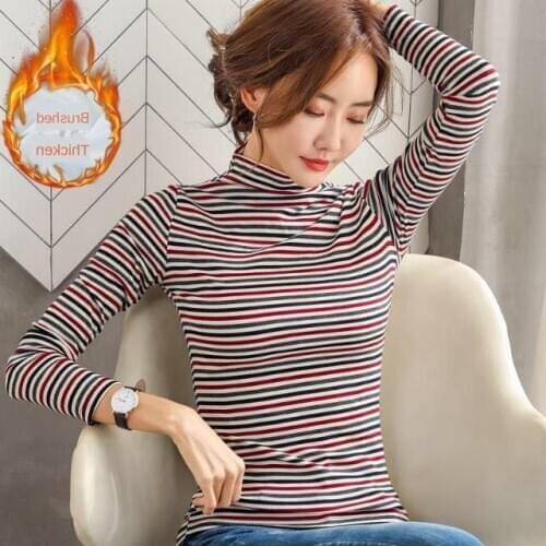 Casual Warm Women T-Shirt Long Sleeve Korean Style Slim Basic Cotton Tshirt Top Womens Clothing Autumn Winter T Shirt Femme