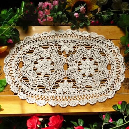 RAYUAN Hand Crochet Flower Table Runner Pure Cotton Knitting Nostalgic Pastoral Photography Props Tablecloth Table Cover