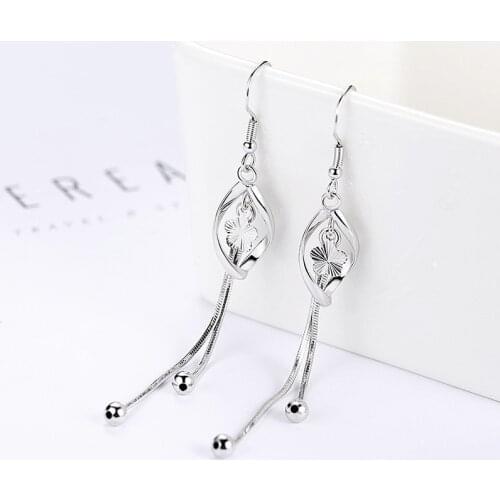 Romantic Flower Long Drop Earrings With Chain Tassel Pendants Elegant Charming Dangle Earring Piercing Jewelry For Women Gifts