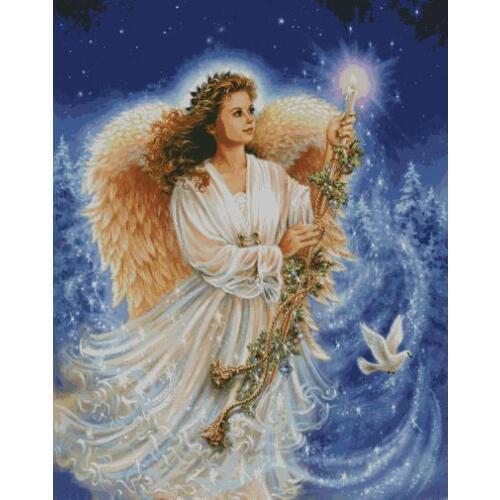 Needlework,Peace angel dove 14CT Count Unprinted Embroidery,DIY Cross stitch kits,Arts People Pattern Cross-Stitching Decor