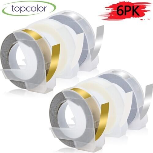Topcolor Fit Dymo Label Printer 3D Embosser PVC Label Tape 9mm Gold Silver Clear for Dymo 1610 Motex E101 E202 Typewriter DIY