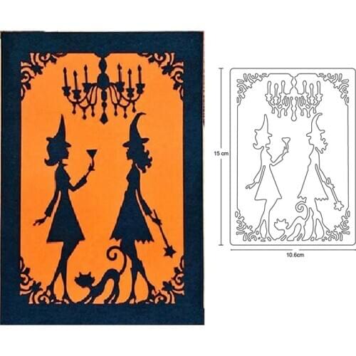 Metal cutting dies witch party frame halloween die mould decoration Scrapbook paper card craft knife blade punch stencils dies
