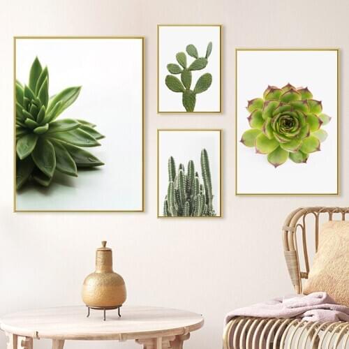 Green Succulent Plants Leaf Canvas Poster Nordic Print Scandinavian Wall Art Painting Decoration Pictures Botanical Home Decor
