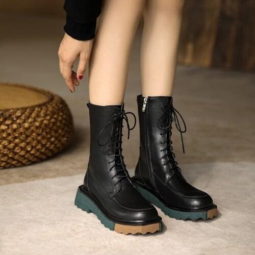 Ins 2021 Genuine Leather Warm Boots Women Black Fashion Elastic Band Thick Velvet High Heels Pumps Night Club Shoes Woman