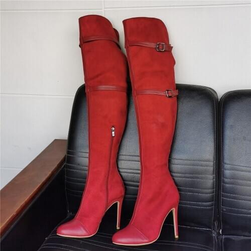 Dovereiss Fashion Womens Shoes Winter Pointed Toe sexy Zipper Stilettos heels concise Over the knee boots Stilettos heels36-47