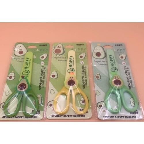 1pc Cute Animal Student Safety Paper-Cut Art Scissors with Protective Cover Cap Office School Supply Kids Stationery Gift