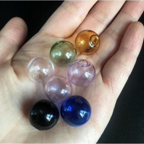 1pieces one hole 16mm colorful glass ball globe beads orb hollow glass bottle vial charms jewelry making accessories findings