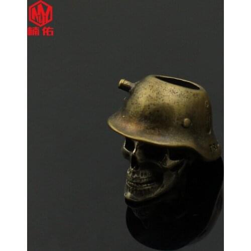 1PC Soldier Skull Retro Brass Copper EDC Paracord Beads Lanyard Pendants Knife Beads Umbrella Rope Cord Necklace Beads Pendants