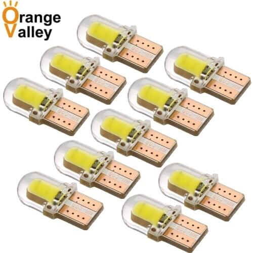 10Pcs T10 W5W LED car interior light Silica gel 4 COB marker lamp 168 194 501 Side Wedge parking bulb auto for lada DC 12V