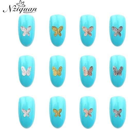 100PCS butterfly nail art decoration metal charm various nail art stickers summer DIY simple nail art decoration accessories