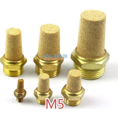 40 Pieces M5 Pneumatic Brass Silencer Connector Noise Reduce Air Valve Muffler Fitting