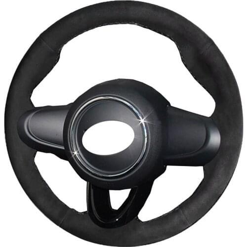 Auto Alcantara Material Hand-Stitched Black Suede Leather Car Steering Wheel Cover for Mini Coupe 2016