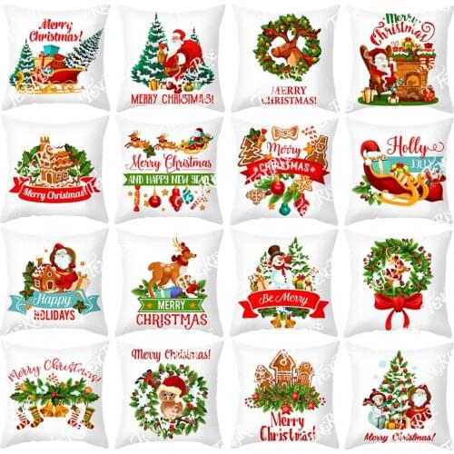 45x45cm Velvet Christmas Pillowcase Merry Christmas Decor for Home 2020 Christmas Ornaments Navidad Cristmas Decor New Year 2021