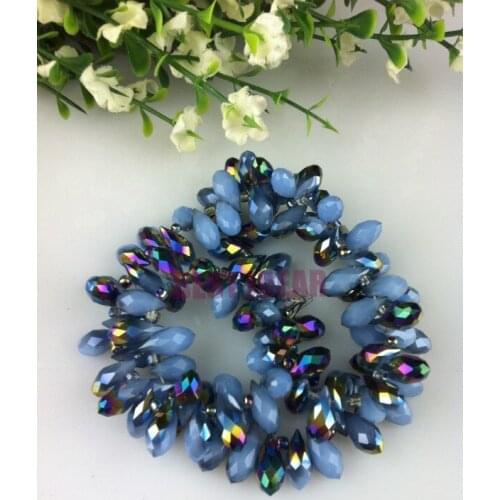 100pcs 6*12mm Light Blue Colorful plating Quartz Faceted Crystal Glass Teardrop Beads Briolette Jewelry Loose Beads DIY