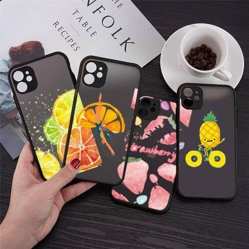Phone Case For iPhone 12 11 Mini Pro XR XS Max 7 8 Plus X fruit banana pineapple Strawberry Matte transparent cover