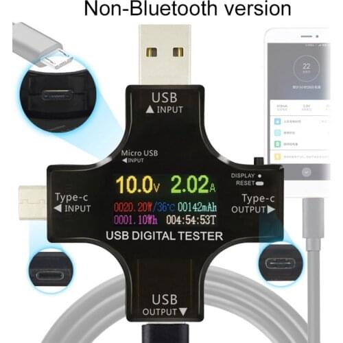 USB Tester TFT Color Bluetooth Type-C PD Digital Voltmeter Vurrent Meter Ammeter Voltage Usb Current Tester Measurement