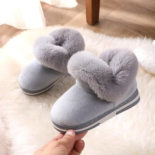 Children Snow Boots Winter Boy Baby Plus Velvet Thick Cotton Shoes Girls Gray Purple Pink Brown Kids Non-slip Warm Toddler Boots
