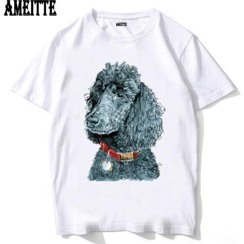 Harajuku Black Poodle Print T-Shirt New Summer Fashion Men Short Sleeve Funny Dog Design Cool Boy Casual Tops Hipster Man Tees