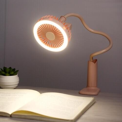 Creative Multi-angle Folding LED Desk Lamp with Fan USB Rechargeable Silent Fan with Clip Student Desktop Bedside Mini Fan Lamp