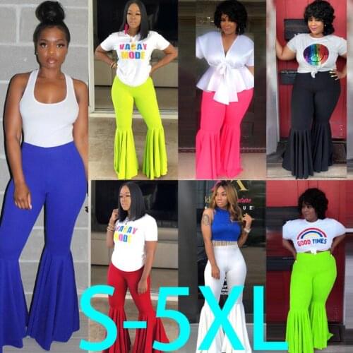 Summer New Sexy Ladies Flare Pants Women Trousers Nightclub Party Dancing Pants Plus Size 5XL