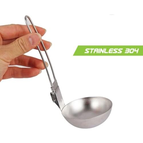Stainless Steel Soup Ladle Slotted Spoon With Folding Portable Handle Super Light Hot Pot Soup Spoon For Camping Hiking