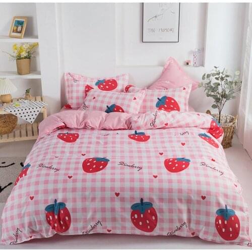Cute Bedding Set Luxury Modern Cartoon Fruit Flower Print Bed Sheets Adult Children Duvet Cover Pillowcase Home Textile Boy Girl