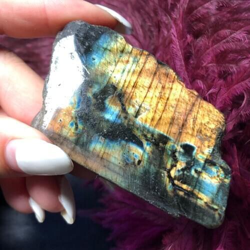 Raw Gemstone Ornament Colorful Natural Moonstone Labradorite Stone Specimen