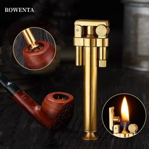 The New German ROWENTA Detachable Pipe Lighter Permanent Cotton Core Pure Copper Kerosene Windproof Grinding Wheel Lighter