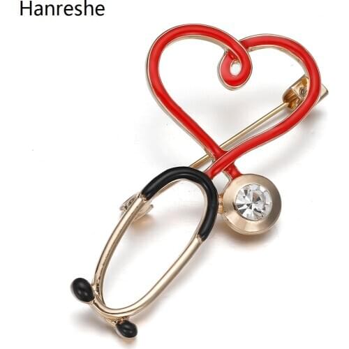 New Hot Sale Medical Medicine Brooch Pin Stethoscope Electrocardiogram Heart Shaped Pin Nurse Doctor Backpack Lapel Jewelry