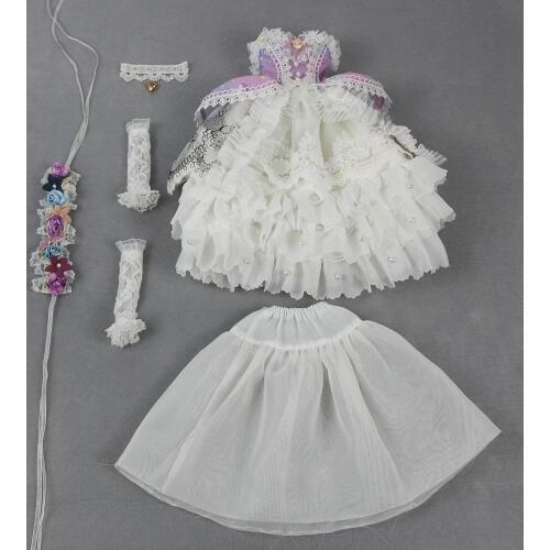 Clothes only for 1/4 bjd 45cm doll purple pink dress flower headband Necklace elegant lolita outfit Forturn Days girl gift