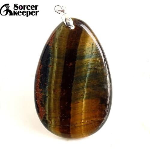 Natural Blue Tiger Eye Stone Pendants Charms Jewelry DIY Necklace Beads for Man / Leather Chain & Flannel Bags as a Gift BE240