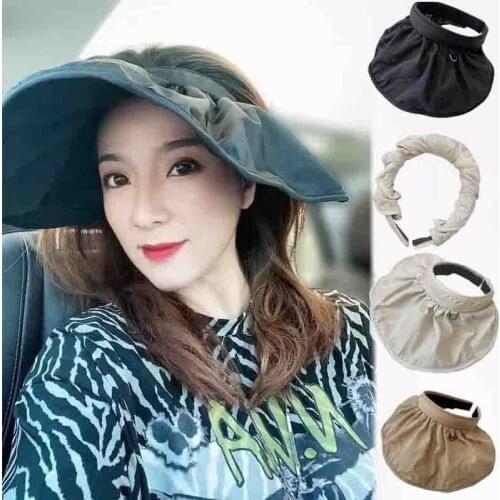 Folding Sun Hat Empty-top Hairbands For Women Solid Headband Girls Hair Accessories Hairband
