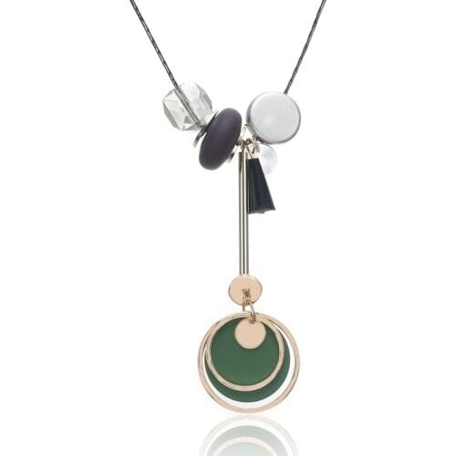 Simple Geometric Round Circle Pendant Necklace Resin Sweater Chain For Women Party Charm Jewelry