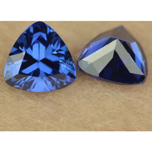 Sale 3x3~12x12mm 5A Dark Blue Sapphir-e Color Zircon Stone Triangle Trillion Shape Loose Synthetic Cubic Zirconia Beads CZ Gems