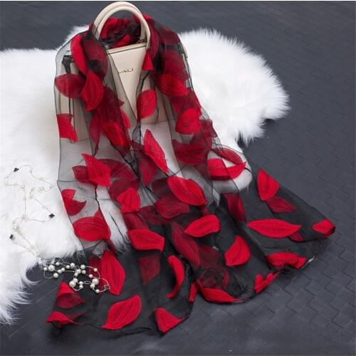 2021 hot sale silk scarf womens summer breeze lightweight sheer wrap and shawls bandana beach organza gauze lace hollow scarf