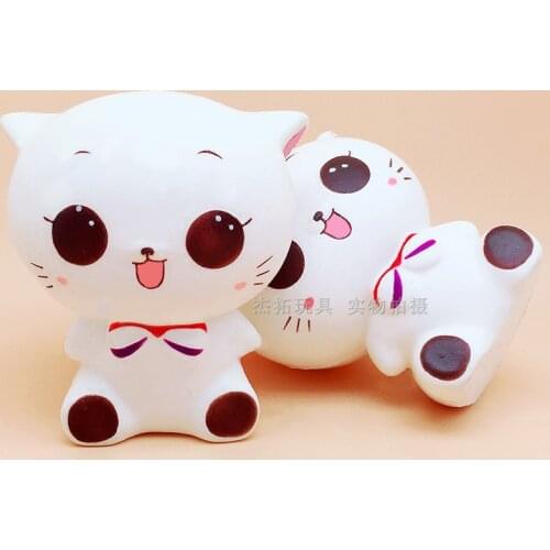 Simulation Slow Rebound White Cat Cute Bow Tie Cat Squishy Decompression Foaming Pinch Toy