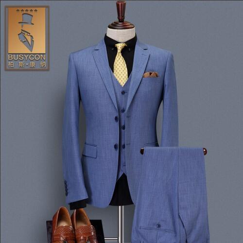 Navy Blue Wedding Suits For Men Slim Fit Groom Prom Tuxedos 2018 3 piece suit (Jacket+Vest+Pants)