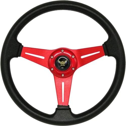 Spceddy Universal 14 Inch Car Sport 345mm Steering Wheel Racing PU Steering Wheel With Horn Button Red Blue Black Yellow Purple